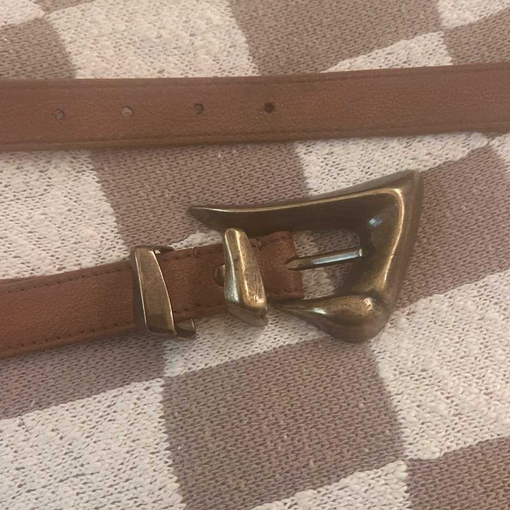 Brown Free people Leather Belt with Gold Buckle
